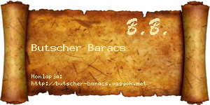 Butscher Baracs névjegykártya
